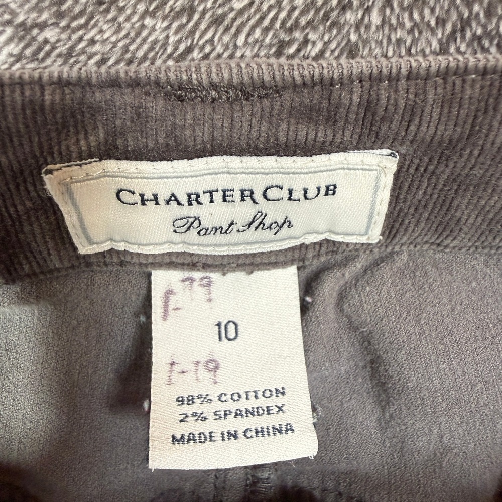 Charter Club Pant Shop Womens Gray Corduroy Straight Leg Pants Size 10 Casual - Picture 2 of 6